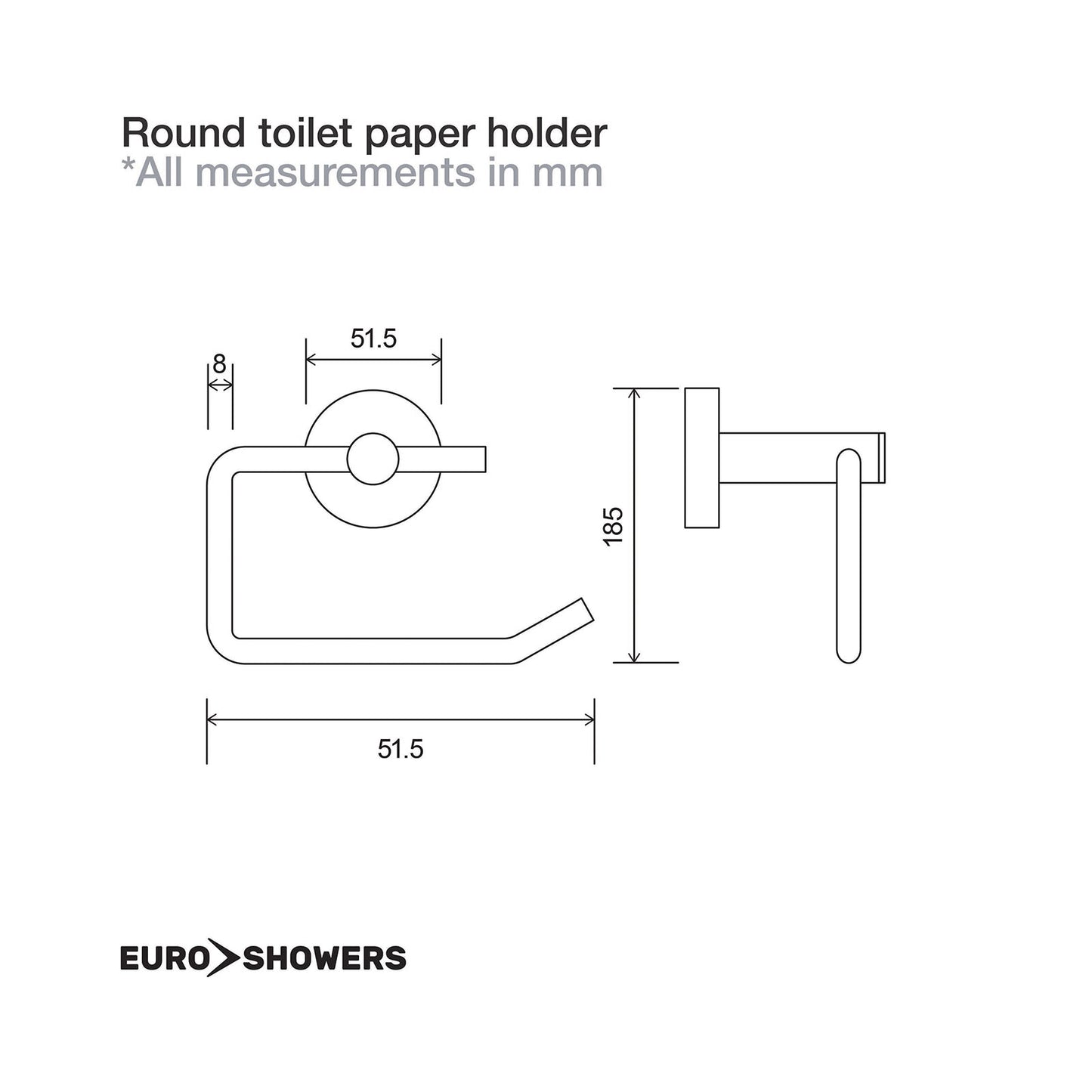EuroShowers Round Toilet Paper Loo Roll Holder - 2 COLOURS