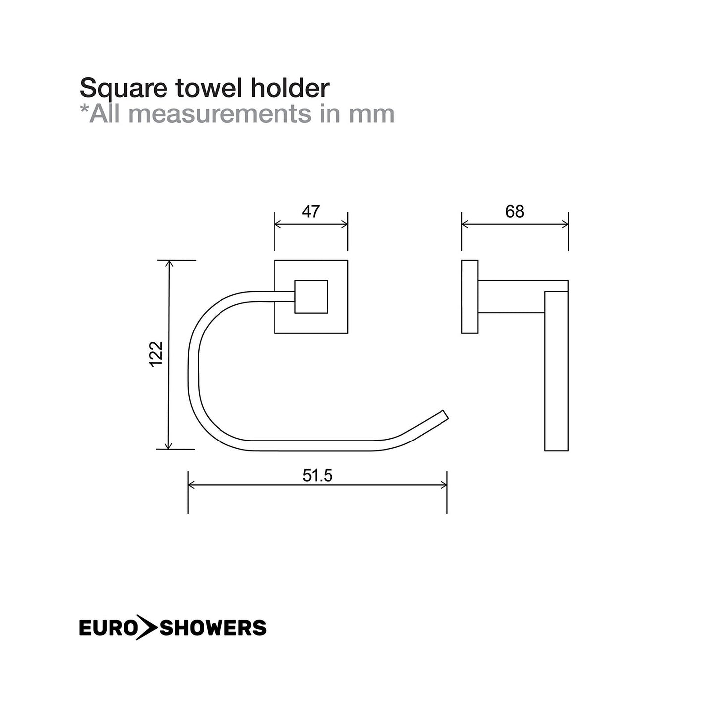 EuroShowers Square Toilet Paper Loo Roll Holder - 2 COLOURS