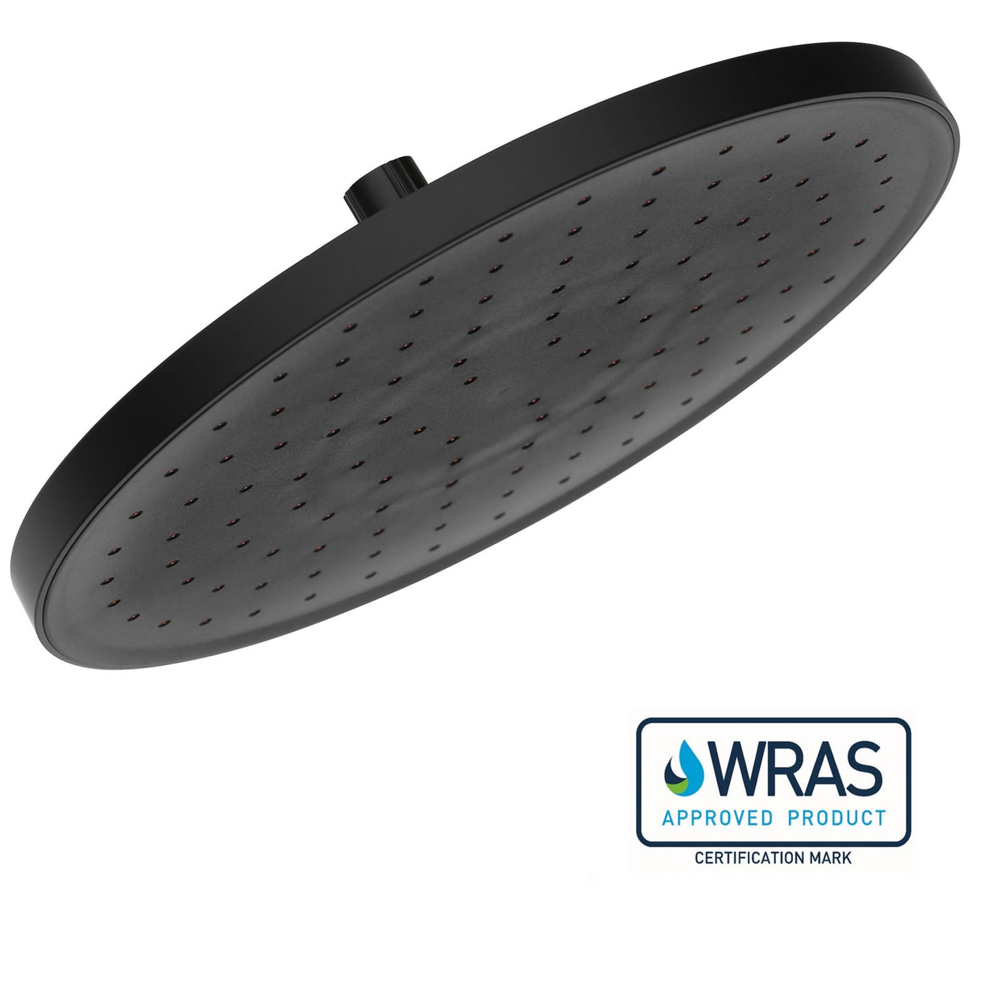 EuroShowers WRAS Approved Fixed Self Clean ROUND Rainfall Overhead Shower Head - Black