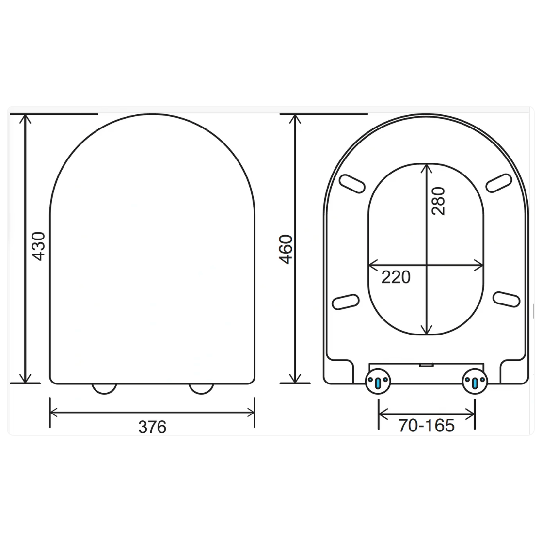 EuroShowers MDF D Shaped Soft Close Toilet Seat with Quick Release Hinges