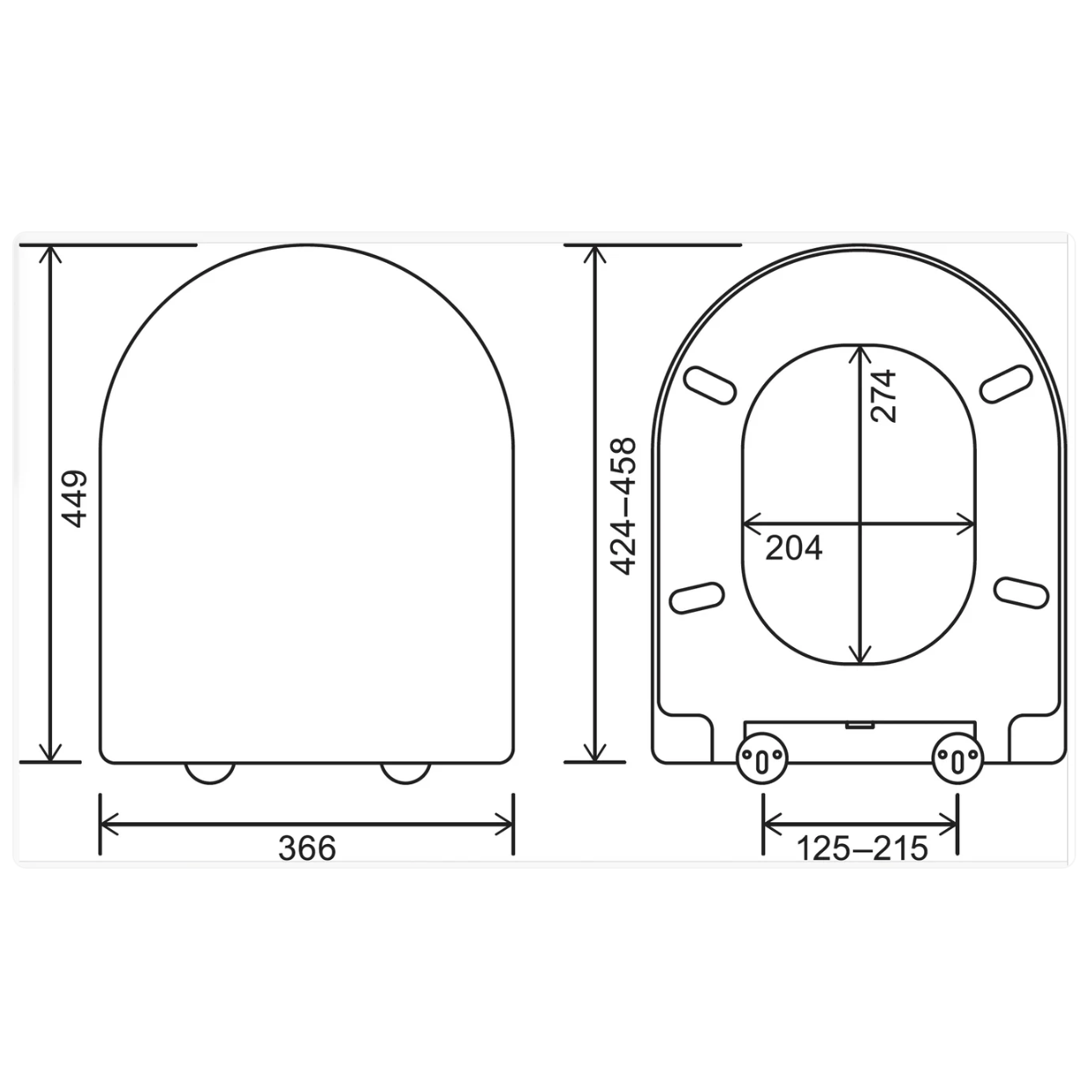 EuroShowers Middle D SLIM Soft Close Toilet Seat