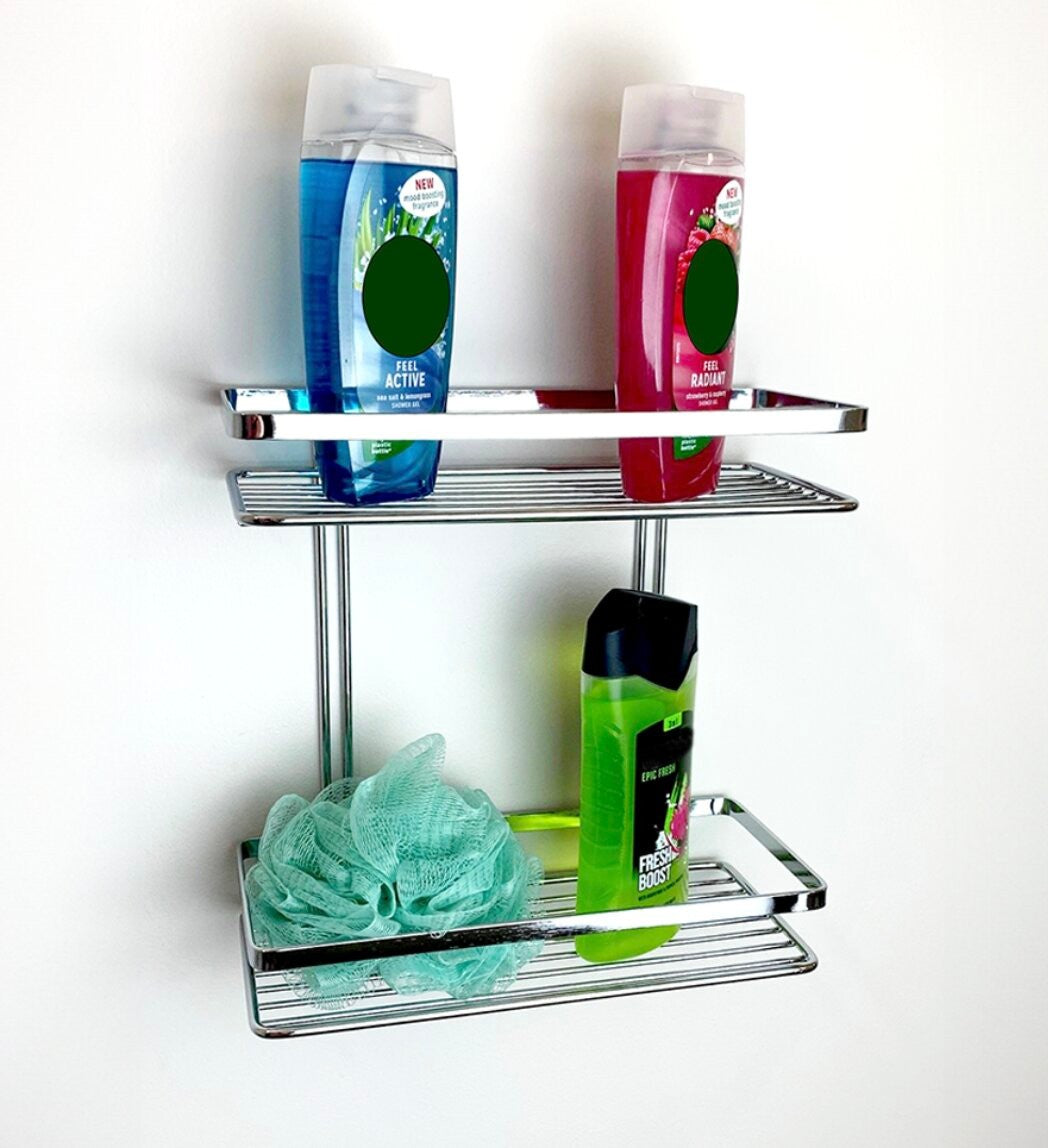 EuroShowers Stainless Steel Chrome Plated 2 Tier/Double Rectangle w/ Suction Cups