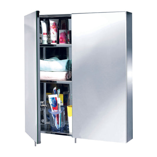 EuroShowers Wall Mounted Stainless Steel Mirrored Double Cabinet