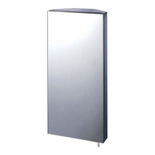 EuroShowers Wall Mounted Stainless Steel Mirrored Corner Cabinet