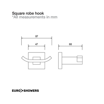EuroShowers Square Robe Hook - 2 COLOURS