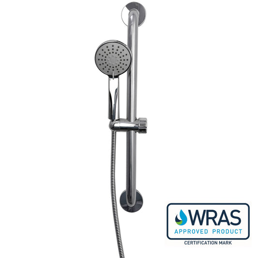 EuroShowers WRAS Approved ROUNDED Stainless Steel Safety Grab Bar Slide Rail Shower Set - 60cm