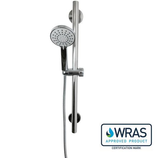 EuroShowers WRAS Approved STRAIGHT Stainless Steel Safety Grab Bar Slide Rail Shower Set - 60cm