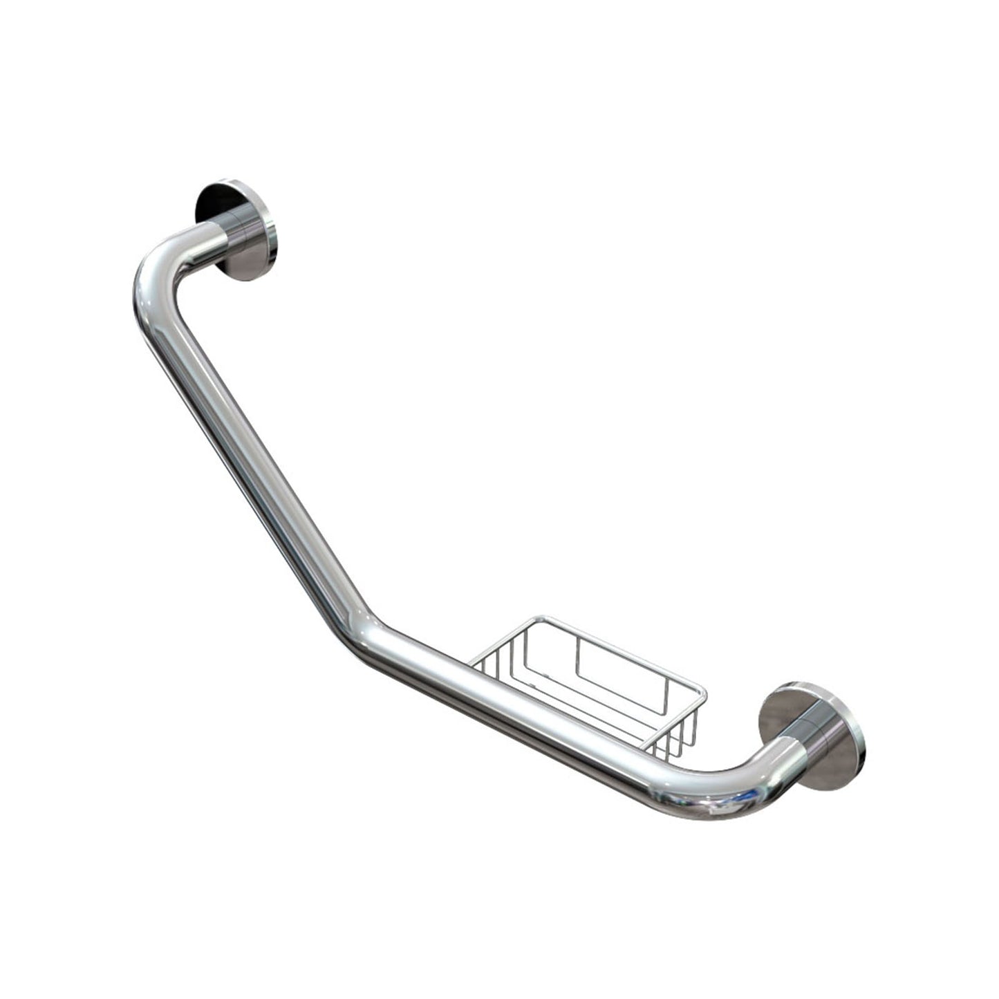 EuroShowers Polished Stainless Steel Safety Grab Rail Bar with Soap Dish