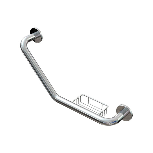 EuroShowers Polished Stainless Steel Safety Grab Rail Bar with Soap Dish