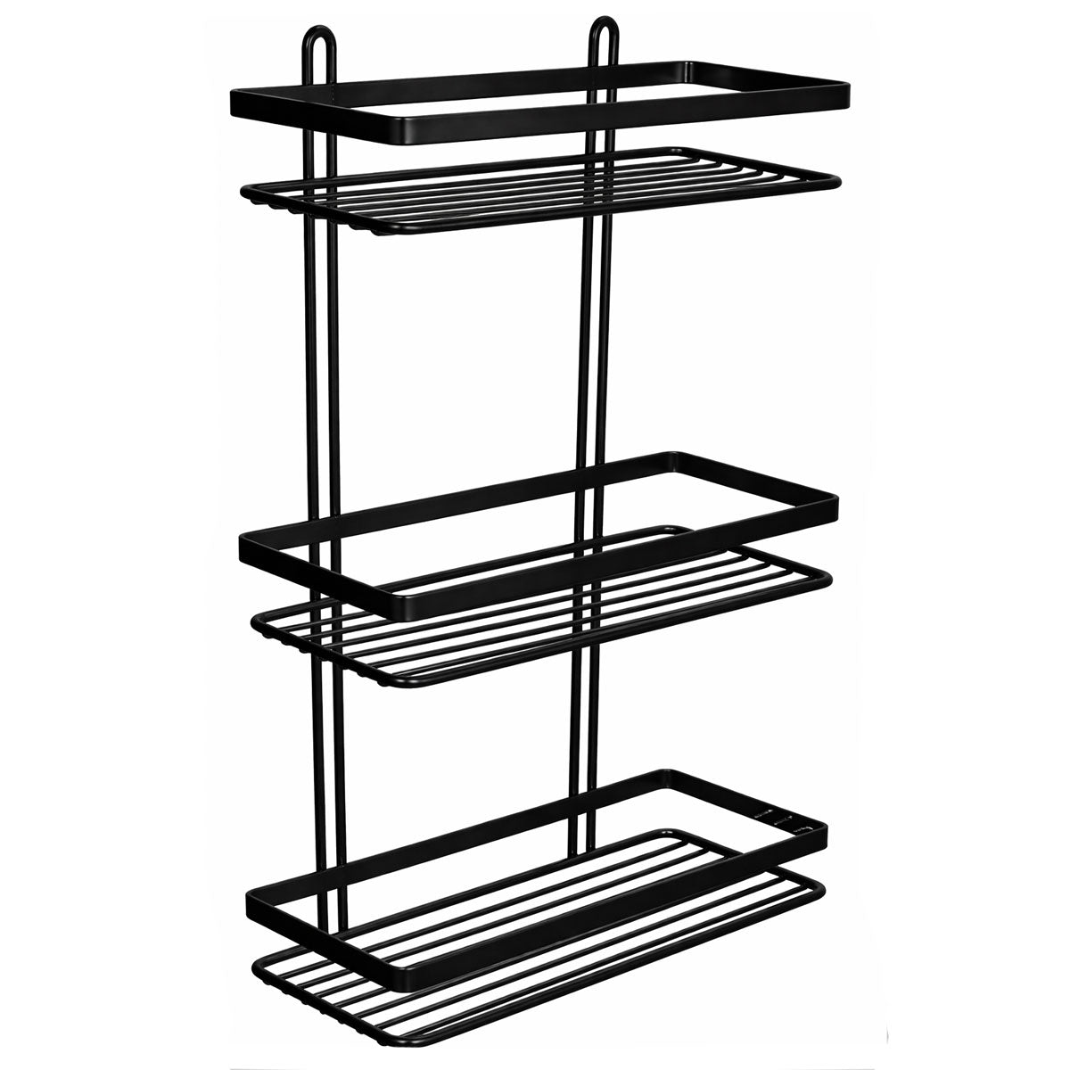 Euroshowers Black 3-Tier Rectangular Bathroom Wire Basket / Shower Caddy