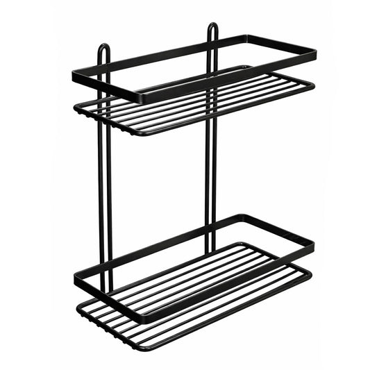 Euroshowers Black 2-Tier Rectangular Bathroom Wire Basket / Shower Caddy