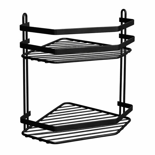 Euroshowers Black 2-Tier Corner Bathroom Wire Basket / Shower Caddy