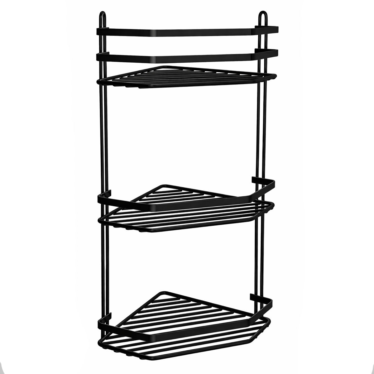 Euroshowers Black 3-Tier Corner Bathroom Wire Basket / Shower Caddy