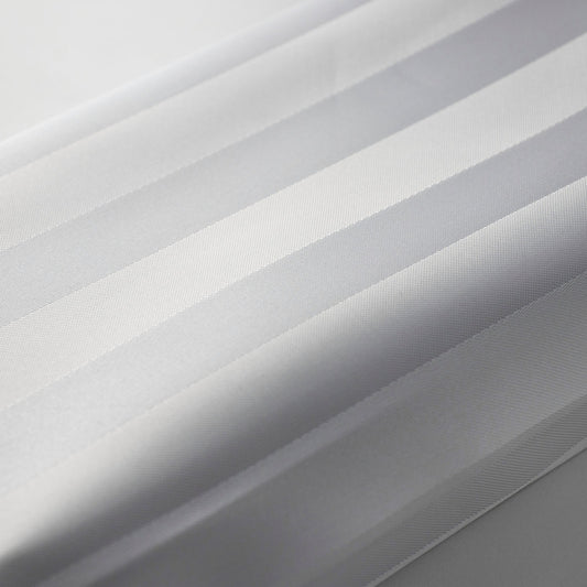 EuroShowers Satin Stripe White Shower Curtain with Weighted Hem - ALL SIZES
