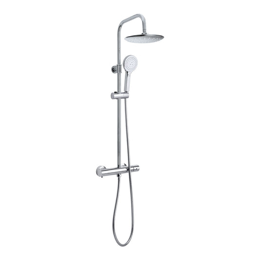 EuroShowers THERMO Round Rigid Riser Twin Head Chrome Shower Set