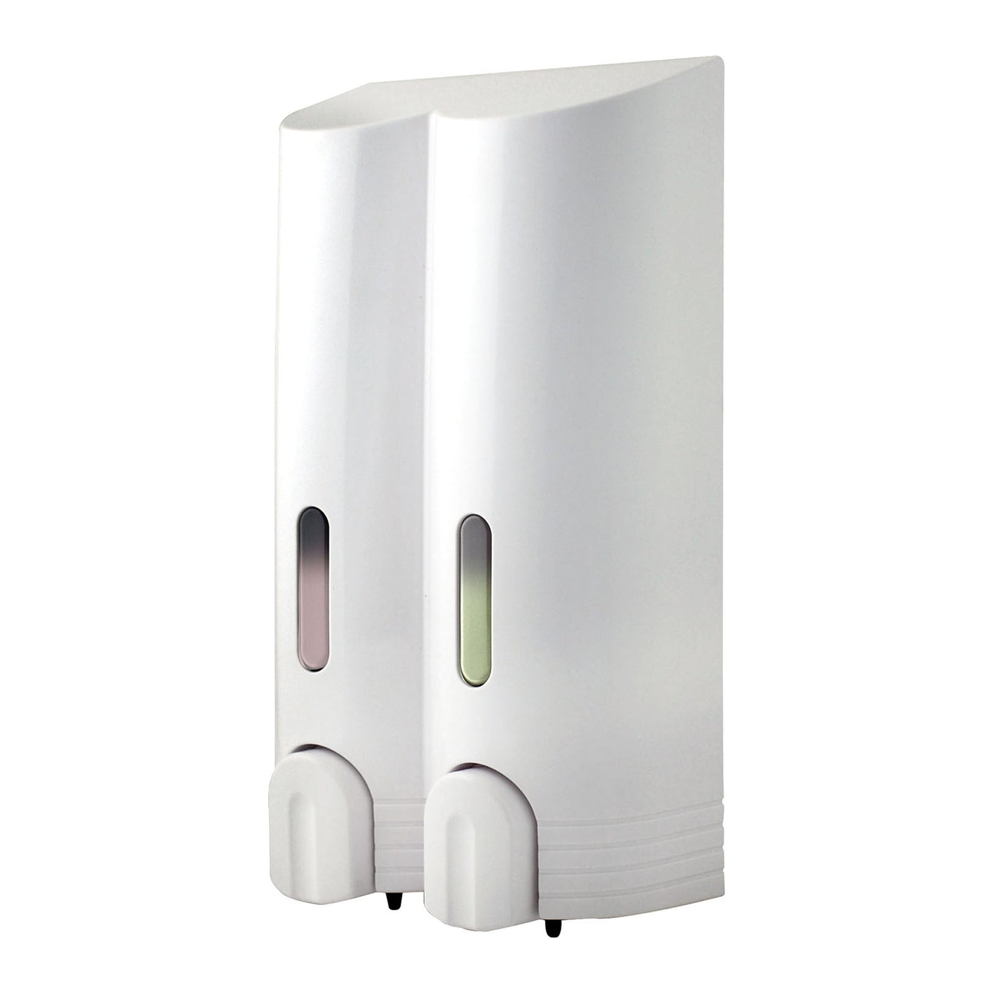 EuroShowers TALL ROUND Wall Mounted Liquid Soap Gel Dispenser (Double) - White