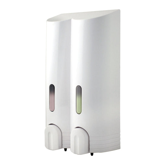 EuroShowers TALL ROUND Wall Mounted Liquid Soap Gel Dispenser (Double) - White
