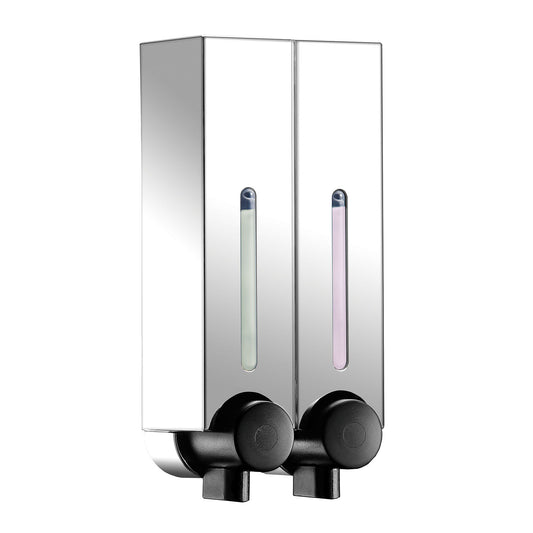 EuroShowers MINI CHIC SQUARE Wall Mounted Liquid Soap Gel Dispenser (Double) - Chrome