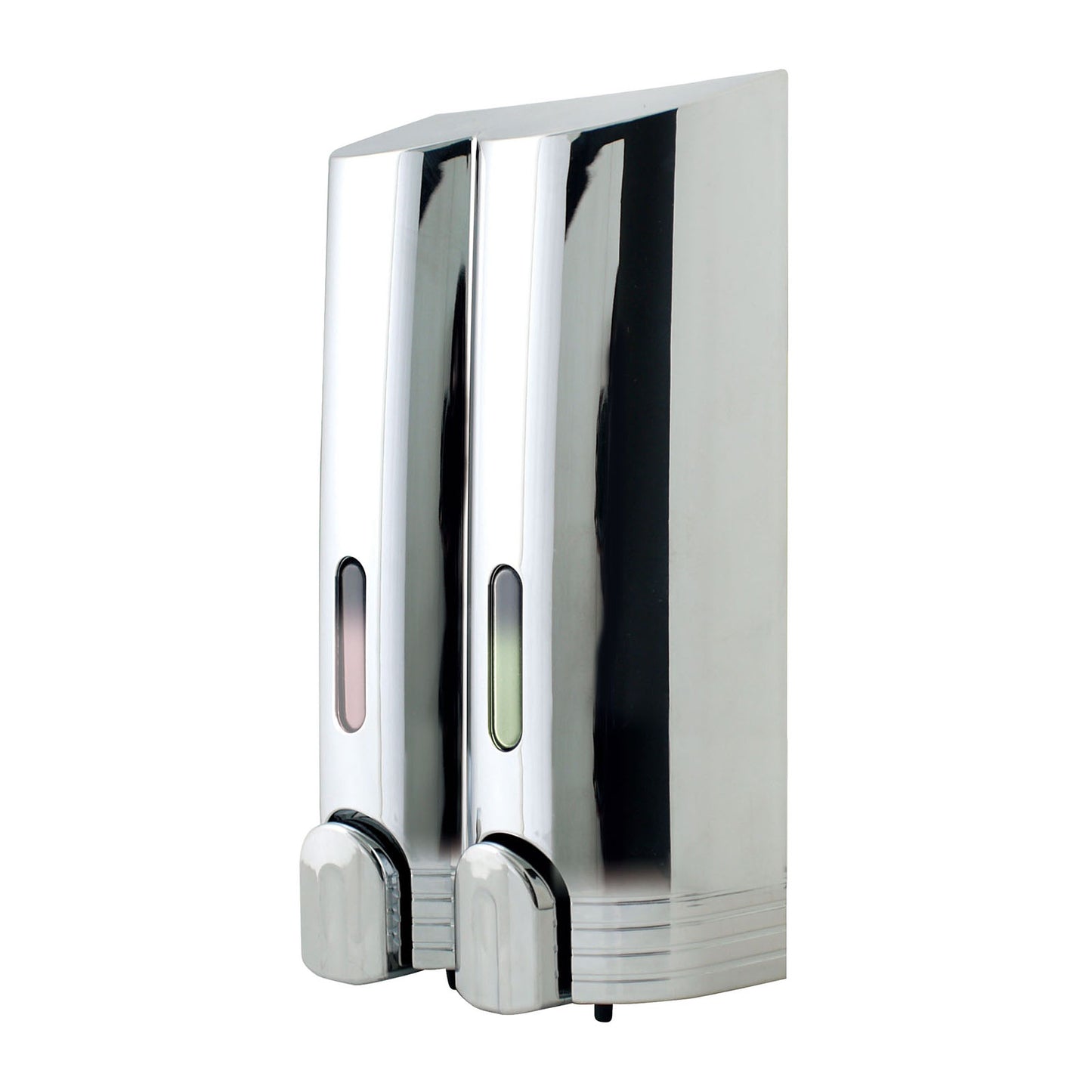 EuroShowers TALL ROUND Wall Mounted Liquid Soap Gel Dispenser (Double) - Chrome