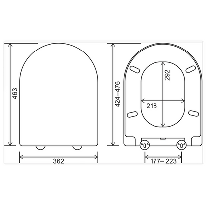 EuroShowers Long D SLIM Soft Close Toilet Seat