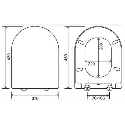 EuroShowers MDF D Shaped Soft Close Toilet Seat with Quick Release Hinges