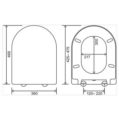 EuroShowers Long D ONE Soft Close Toilet Seat