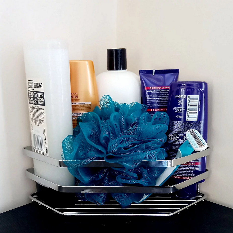 EuroShowers Stainless Steel Chrome Plated Single Corner Basket / Caddy