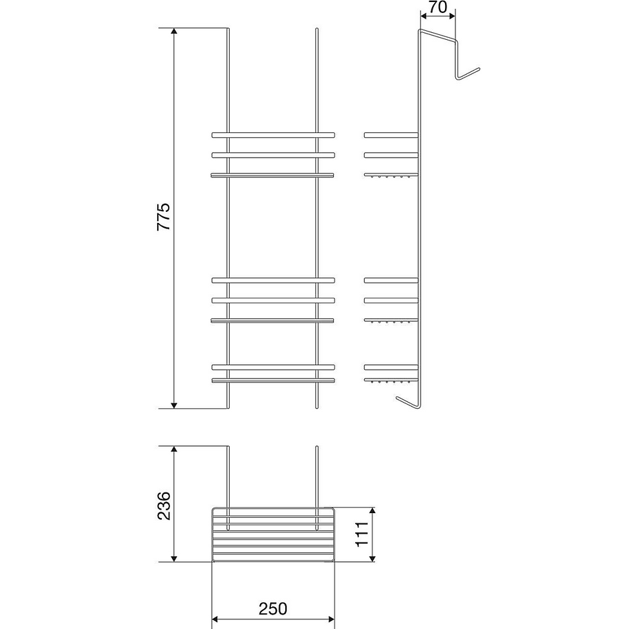 EuroShowers Stainless Steel Chrome Plated Over Door Shower Hanging Caddy