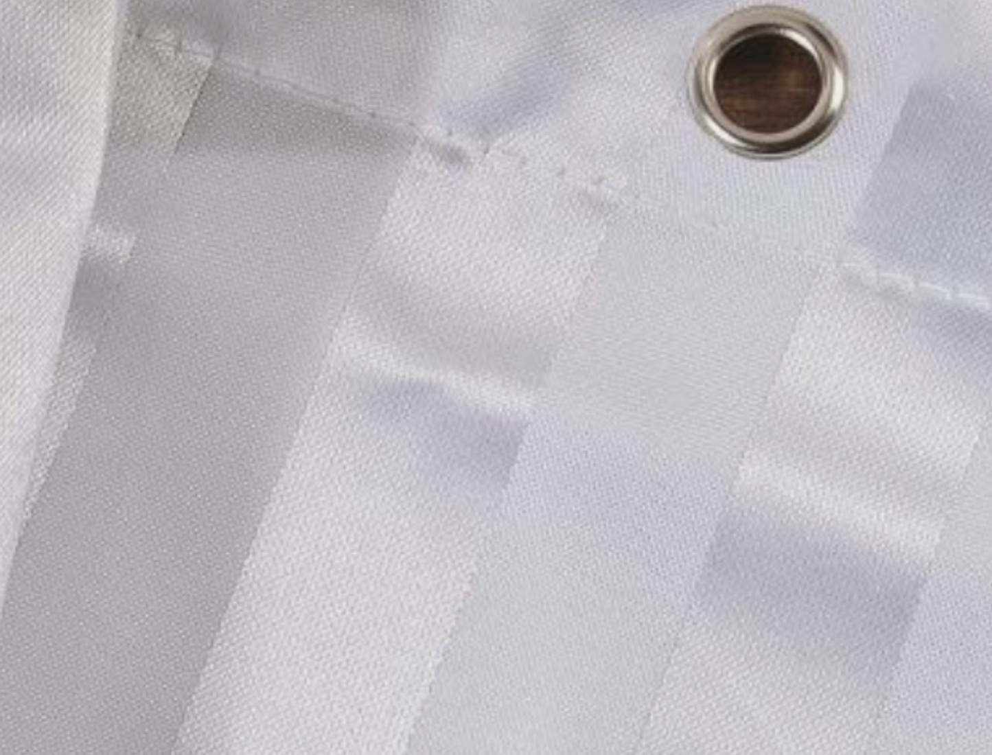 EuroShowers Satin Stripe White Shower Curtain with Weighted Hem - ALL SIZES