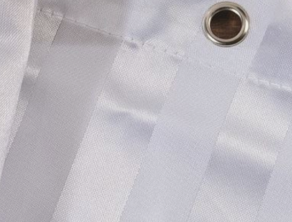 EuroShowers Satin Stripe White Shower Curtain with Weighted Hem - ALL SIZES