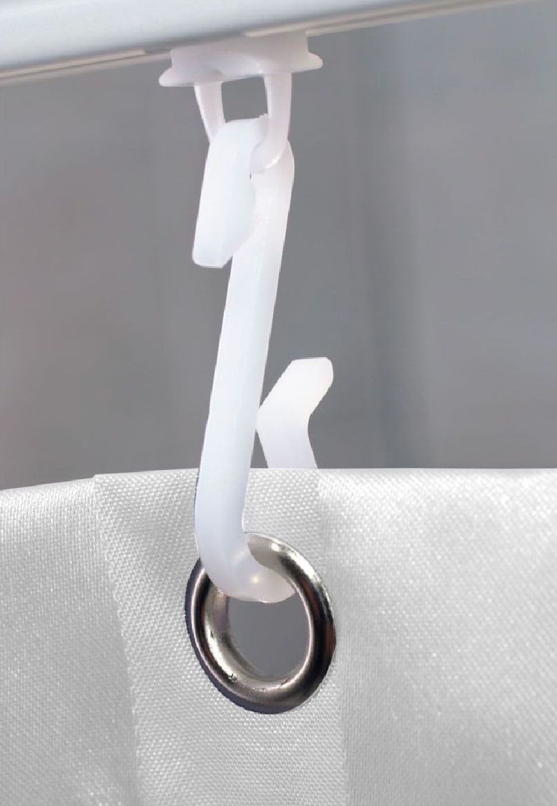 EuroShowers Shower Curtain Track Gliders with Hooks - 12 Pack