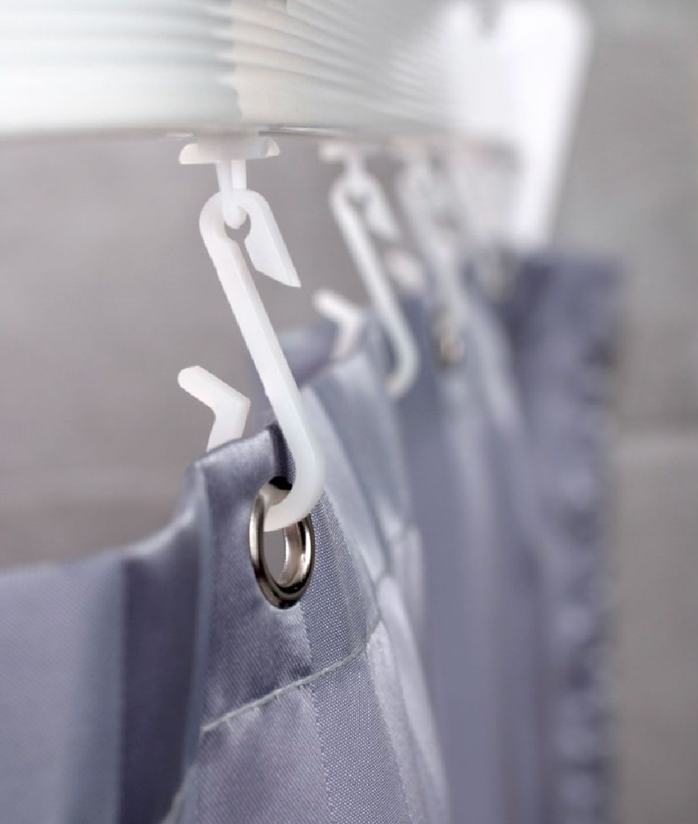 EuroShowers Shower Curtain Track Gliders with Hooks - 12 Pack