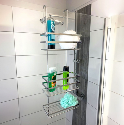 EuroShowers Stainless Steel Chrome Plated Over Door Shower Hanging Caddy