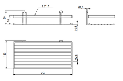 EuroShowers Stainless Steel Chrome Plated Single Rectangular Basket / Caddy