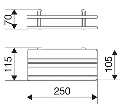 EuroShowers Stainless Steel Chrome Plated Single Rectangular Basket / Caddy