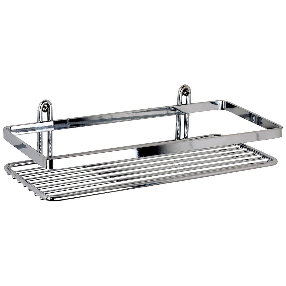 EuroShowers Stainless Steel Chrome Plated Single Rectangular Basket / Caddy