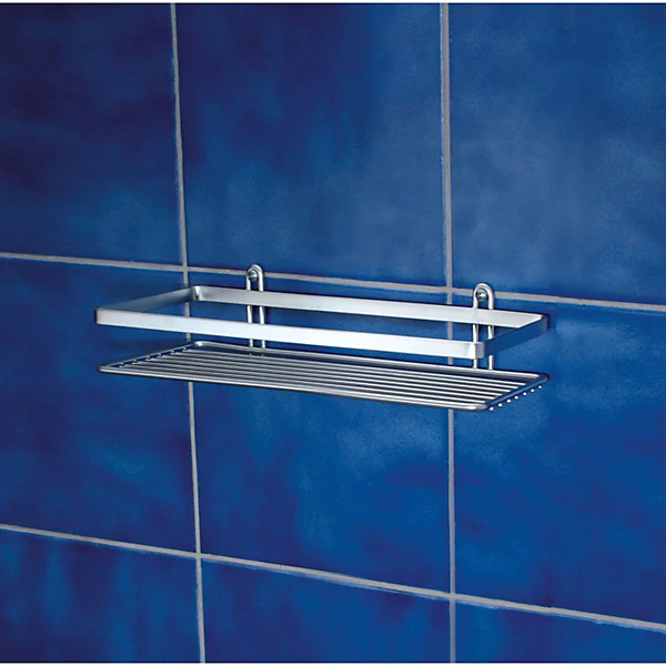 EuroShowers Stainless Steel Chrome Plated Single Rectangular Basket / Caddy