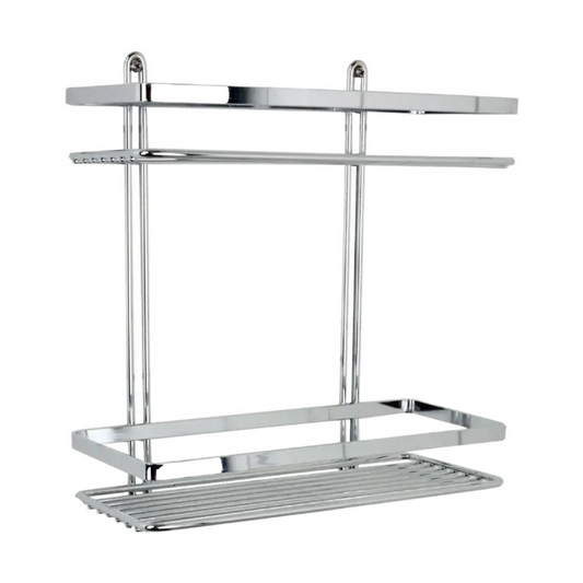 EuroShowers Stainless Steel Chrome Plated Double Rectangular Basket / Caddy