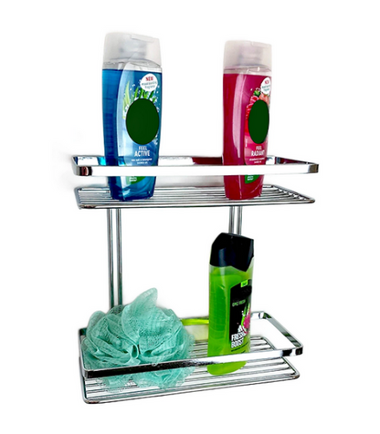 EuroShowers Stainless Steel Chrome Plated Double Rectangular Basket / Caddy