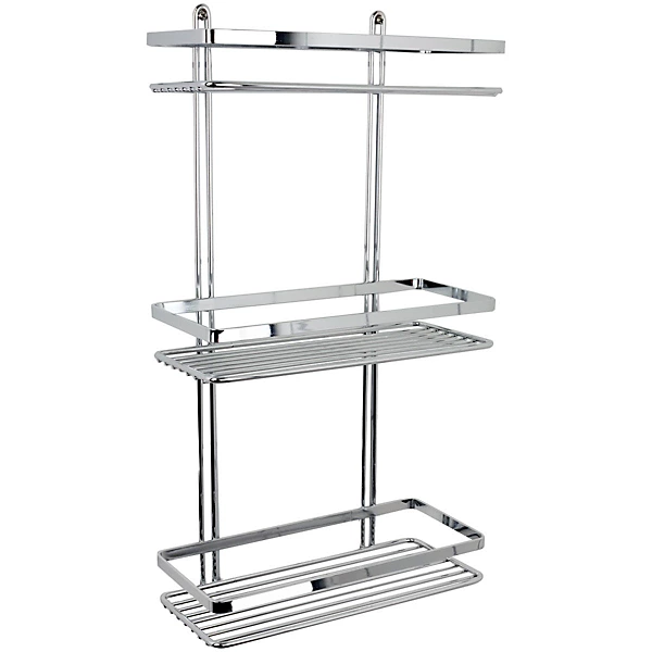 EuroShowers Stainless Steel Chrome Plated Triple Rectangular Basket / Caddy