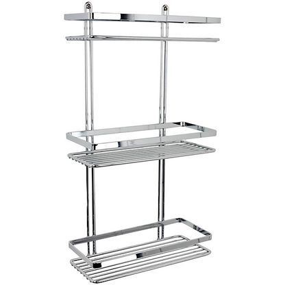 EuroShowers Stainless Steel Chrome Plated Triple Rectangular Basket / Caddy