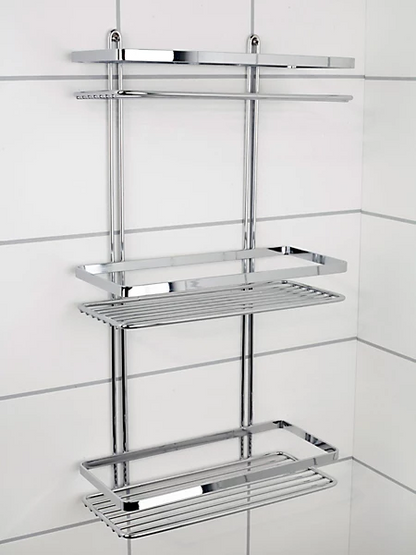 EuroShowers Stainless Steel Chrome Plated Triple Rectangular Basket / Caddy