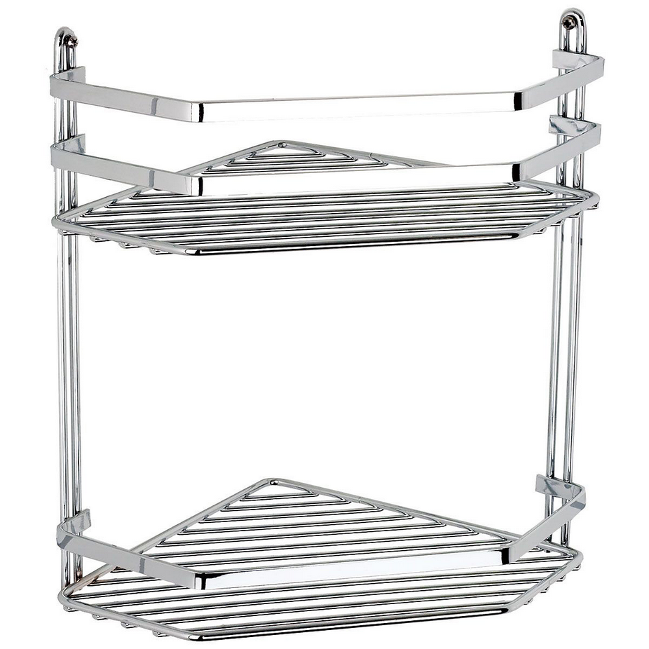 EuroShowers Stainless Steel Chrome Plated Double Corner Basket / Caddy