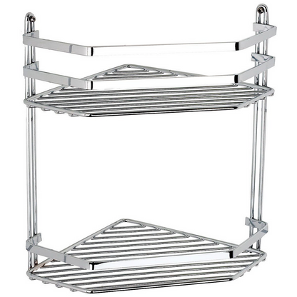 EuroShowers Stainless Steel Chrome Plated Double Corner Basket / Caddy