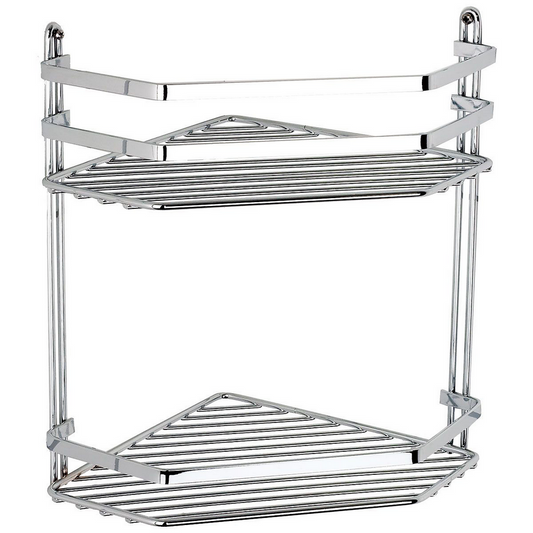 EuroShowers Stainless Steel Chrome Plated Double Corner Basket / Caddy