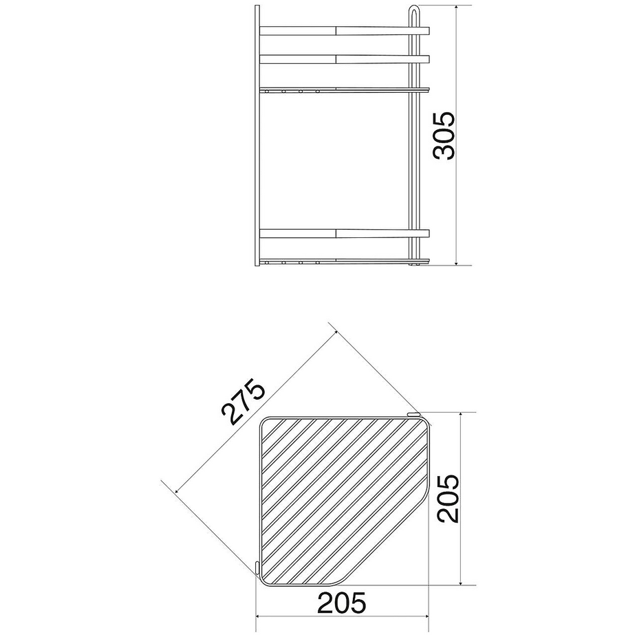 EuroShowers Stainless Steel Chrome Plated Double Corner Basket / Caddy