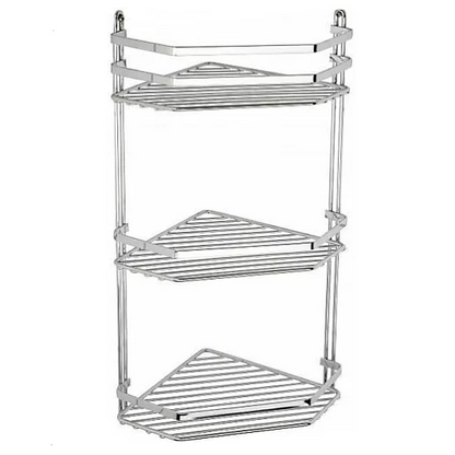 EuroShowers Stainless Steel Chrome Plated Triple Corner Basket / Caddy