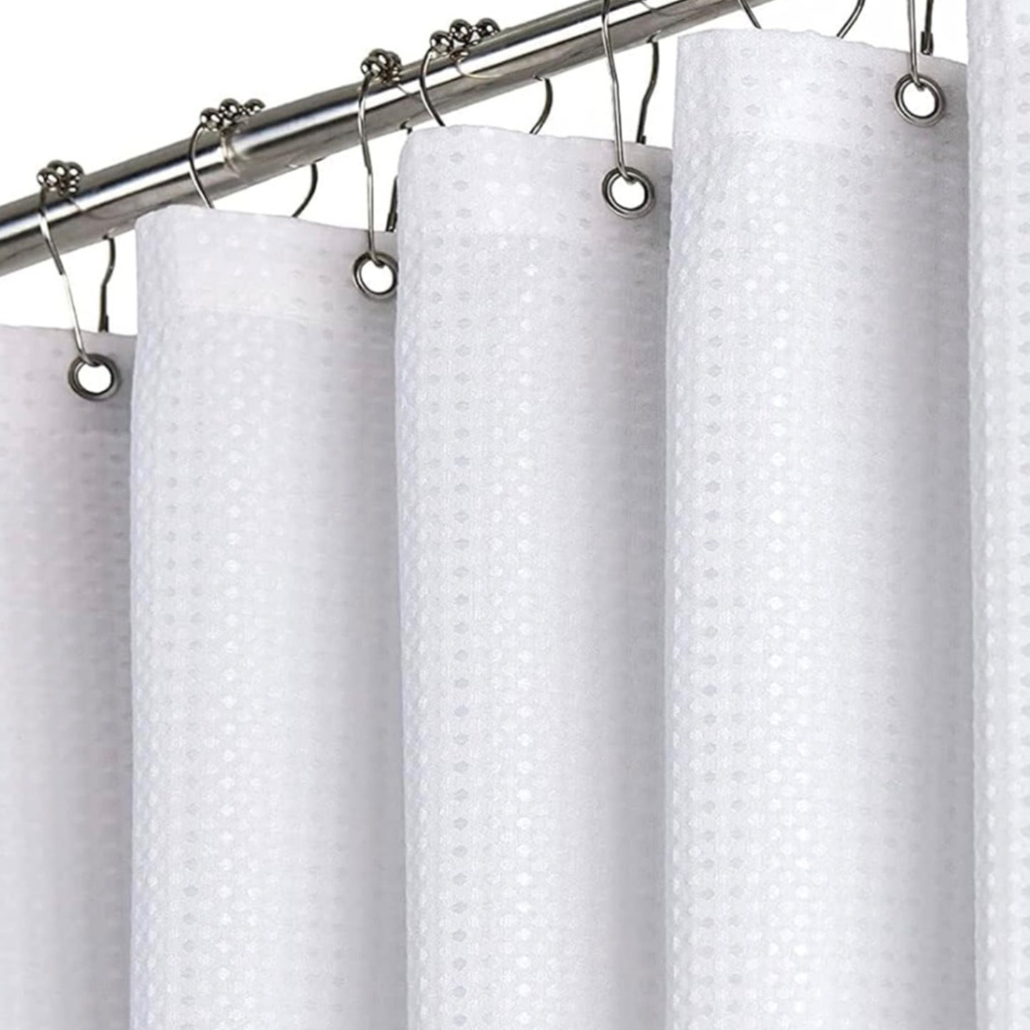 EuroShowers Waffle White Shower Curtains with Weighted Hem - ALL SIZES