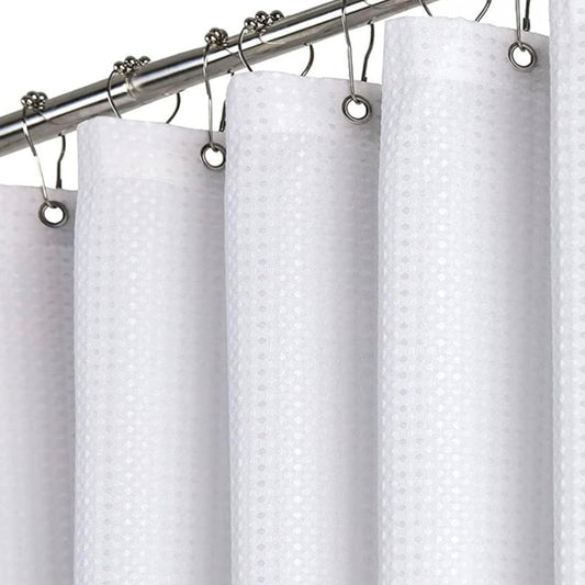 EuroShowers Waffle White Shower Curtains with Weighted Hem - ALL SIZES