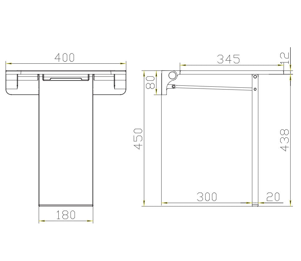 Euroshowers Wall Mounted Mobility Shower Seat with Fold Down Leg